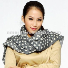 Lady's printed polka dot 100% wool scarf shawl SWW297-G